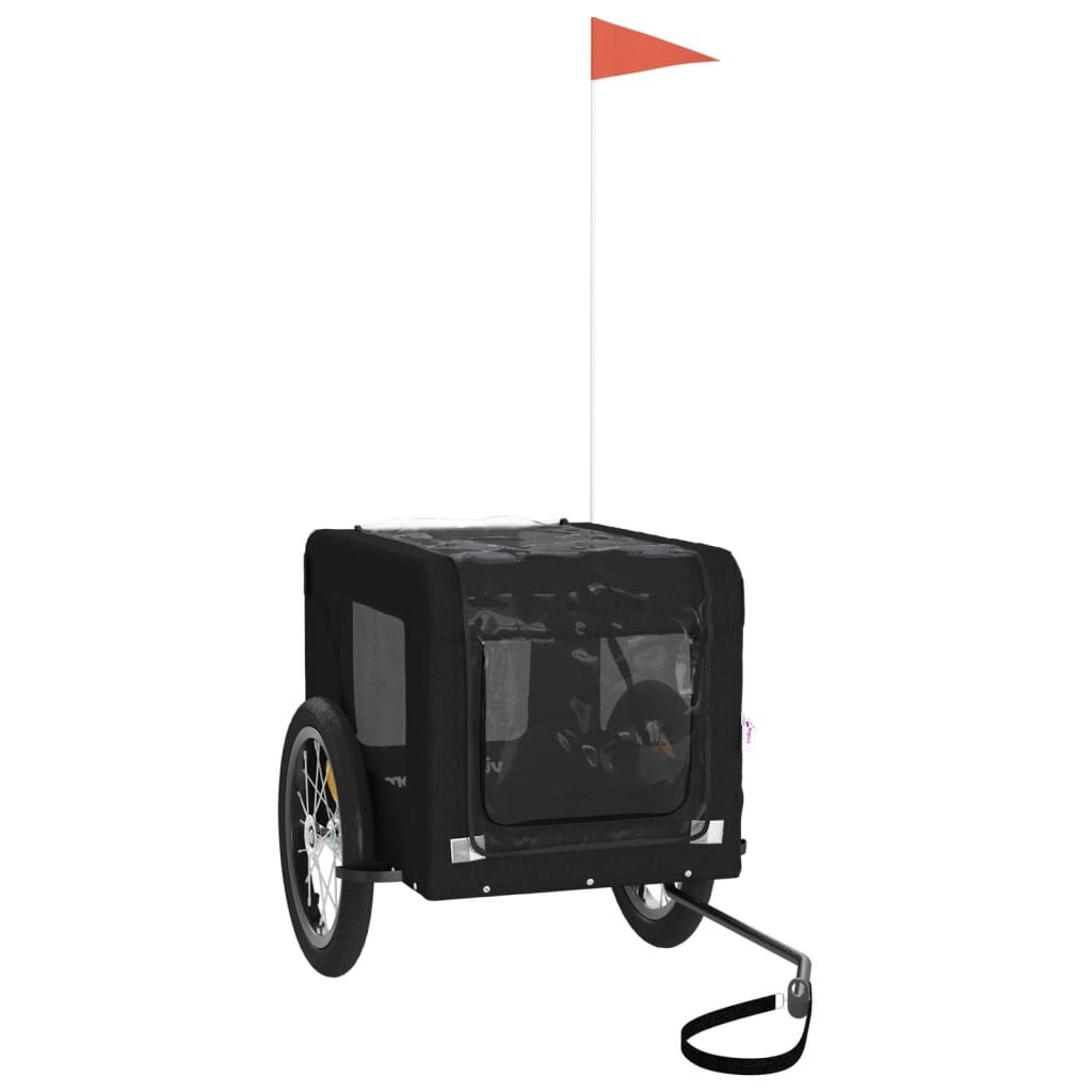 Vidaxl Remolque De Bicicleta Mascotas Hierro Tela Oxford Negro_3