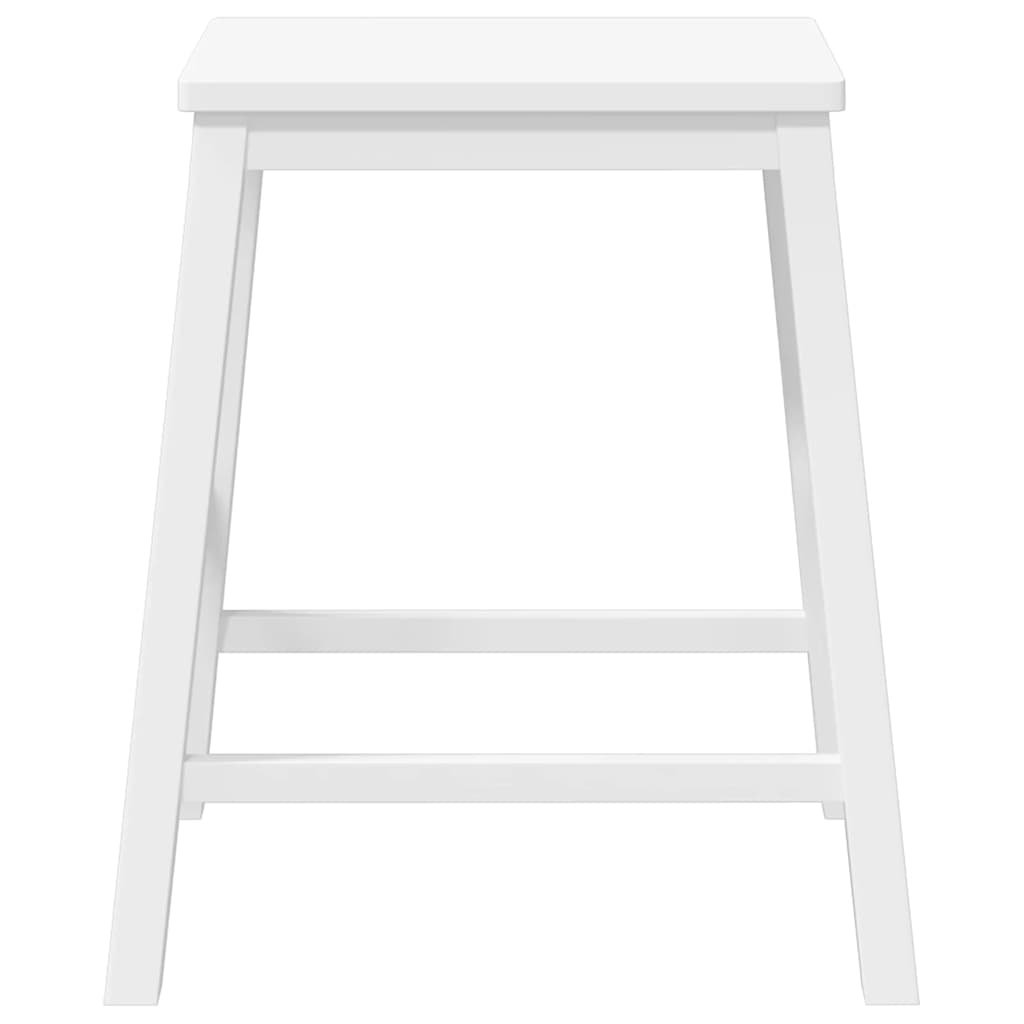 Sillas De Bar 2 Uds Madera Maciza Blanca Caucho_3