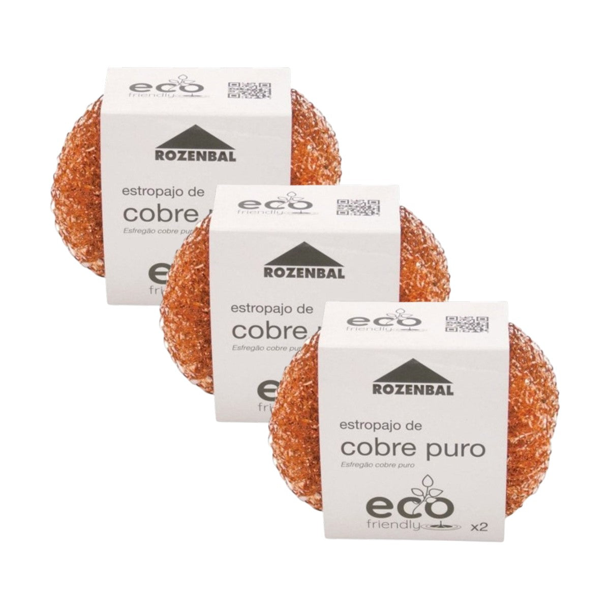 6 Estropajos de cobre puro Eco Friendly ROZENBAL (3 Packs de 2)