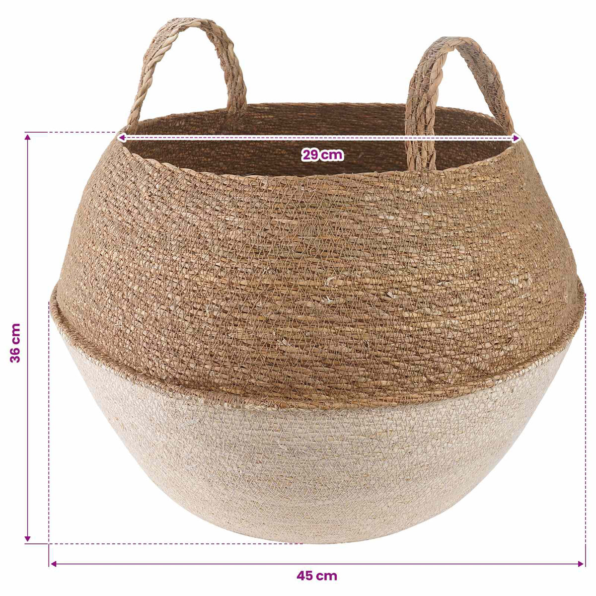 Maceta Con Asas 2 Uds. Blanco Ø 45 X 36 Cm 100% Hierba Marina_5