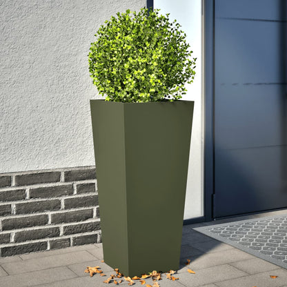 Jardineras 2 Uds Acero Verde Oliva 35x35x75 Cm_1