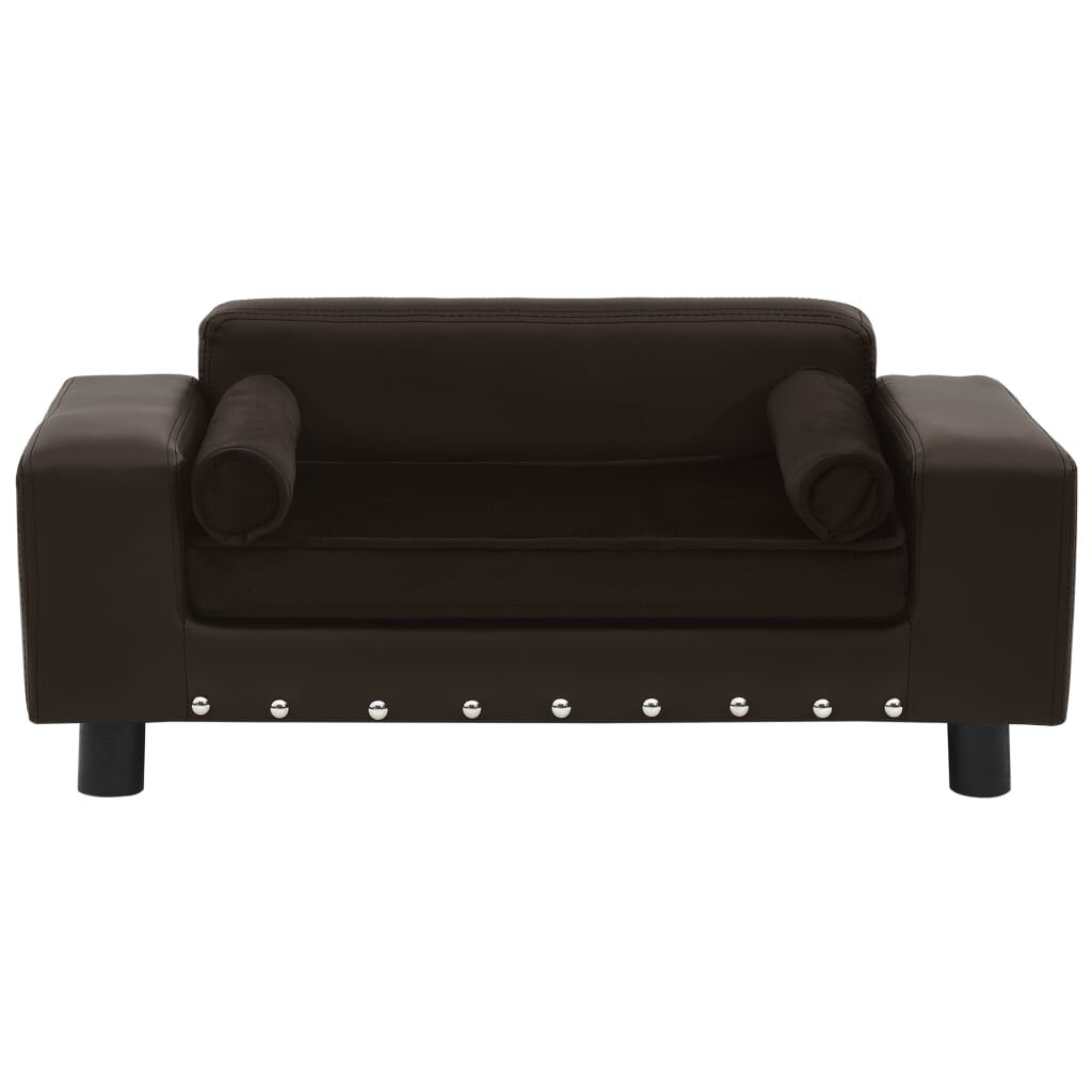 Vidaxl Sofá Para Perros Felpa Y Cuero Sintético Marrón 81x43x31 Cm_1