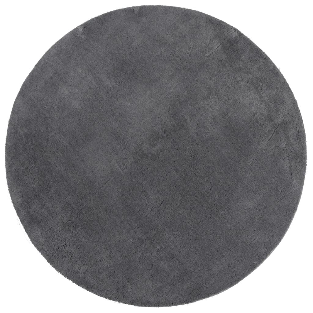 Vidaxl Alfombra De Pelo Corto Suave Lavable Huarte Antracita Ø 80 Cm_0