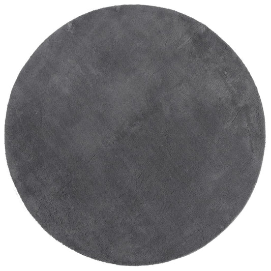 Vidaxl Alfombra De Pelo Corto Suave Lavable Huarte Antracita Ø 80 Cm_0