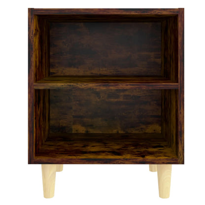 Mesita De Noche Patas Madera Maciza Roble Ahumado 40x30x50 Cm_2