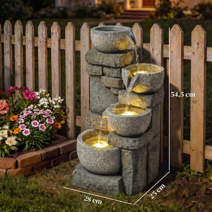Outsunny Fuente De Agua En Cascada Con Iluminación Led Bomba Flujo Ajustable_2