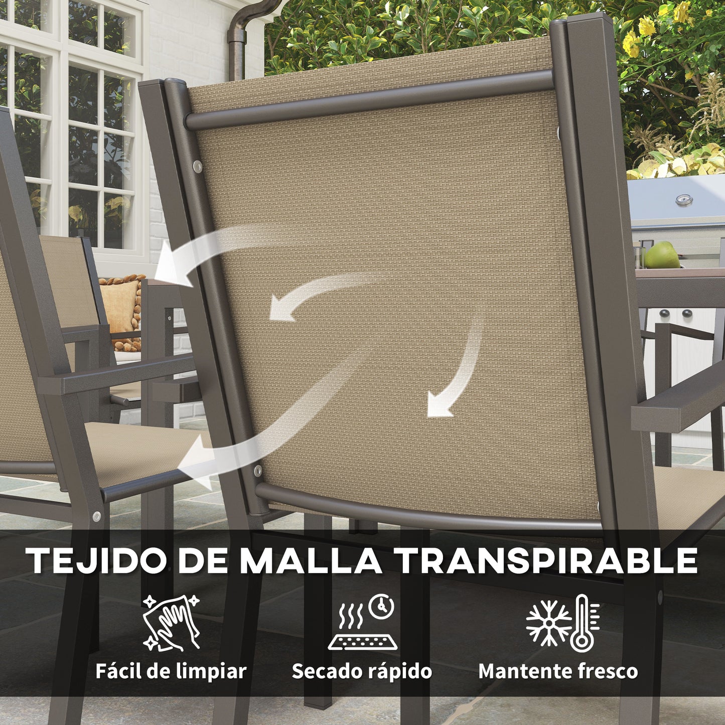 Outsunny Conjunto De Mesa Y Sillas Jardín De 7 Piezas_4