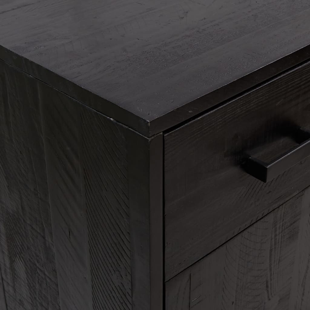 Zapatero De Madera Maciza De Pino Negro 75x40x110 Cm / Vetonek_1