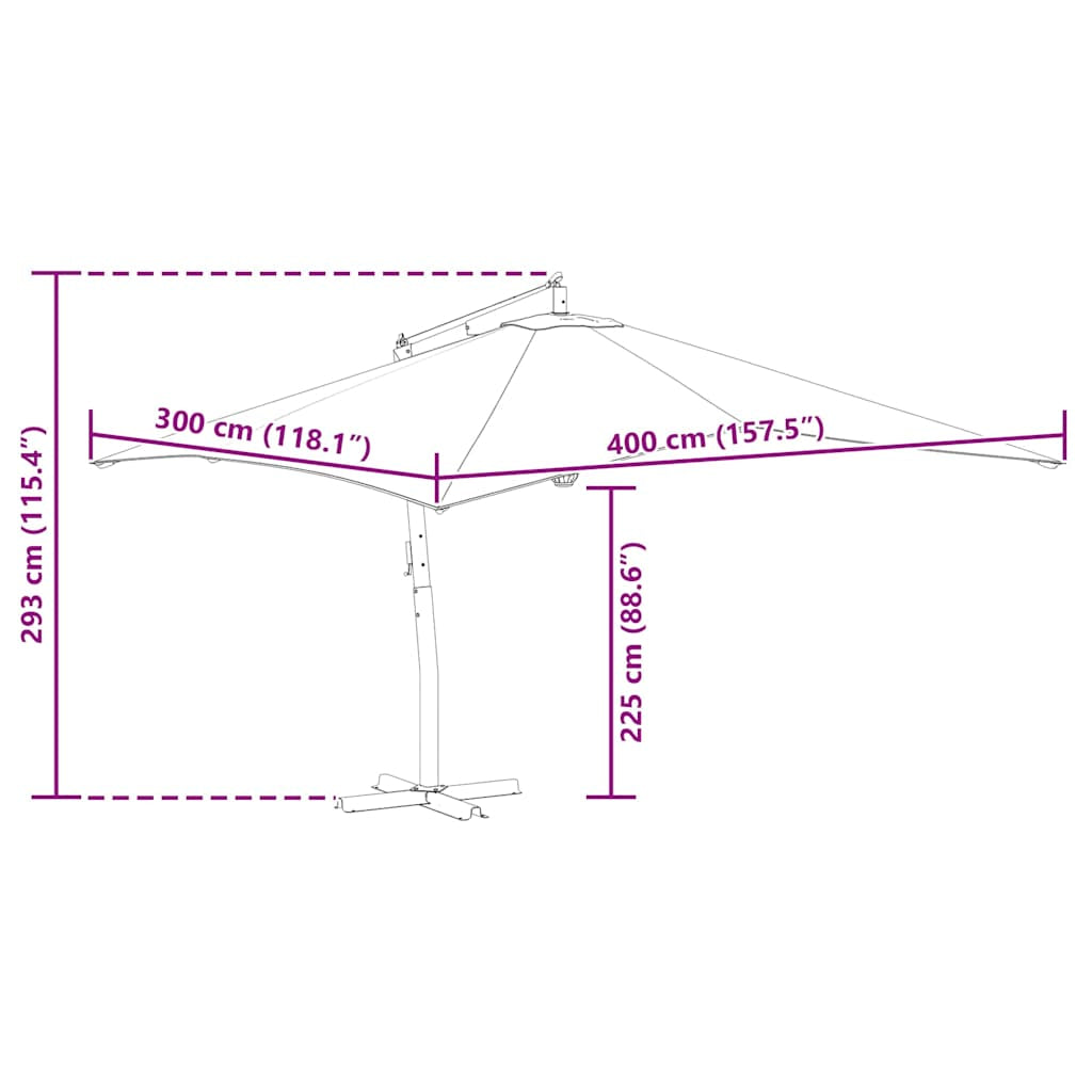 Vidaxl Sombrilla Jardín Voladiza Con Palo De Madera Verde 400x300 Cm_2