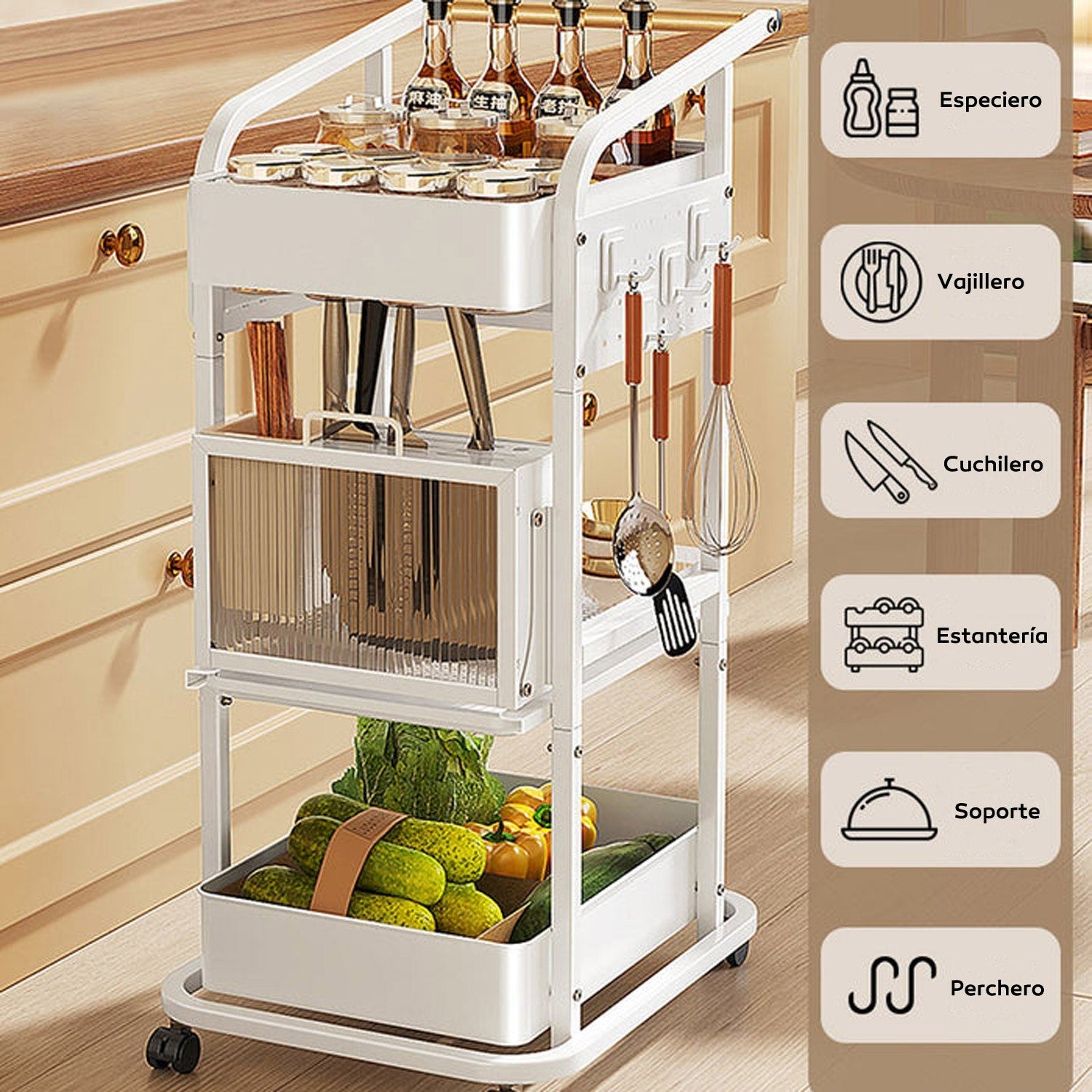 Joybos - Estantería De Almacenamiento Con Ruedas Multifuncional Para Cocina
