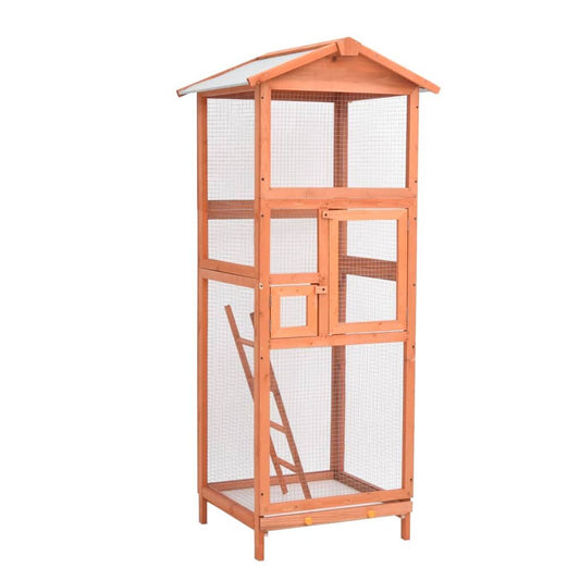 Vidaxl Jaula Para Pájaros Madera Maciza De Abeto 68x62x166 Cm_0
