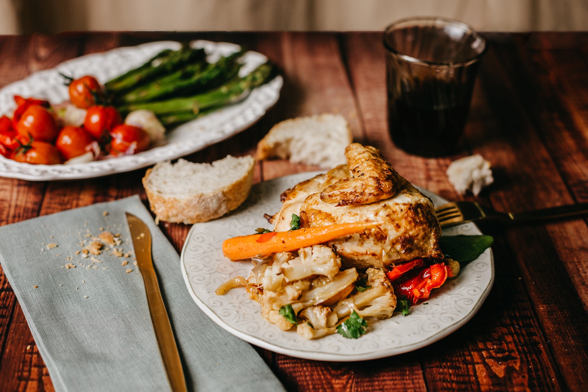 Pollo ecológico asado al horno