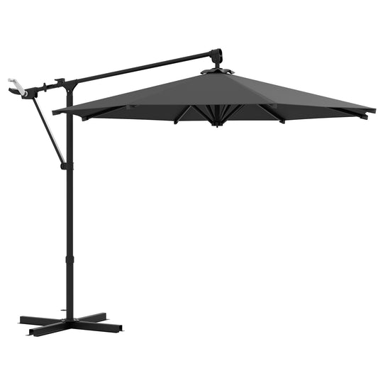 Outsunny Sombrilla De Jardín 3x3 M Giratorio Con Manivela Manual Gris Oscuro_0
