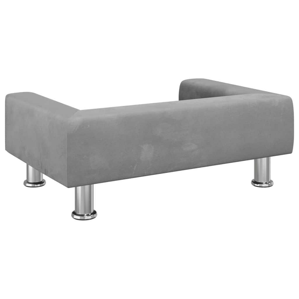 Cama Para Perros De Terciopelo Gris Claro 70x45x26,5 Cm / Vetonek_0