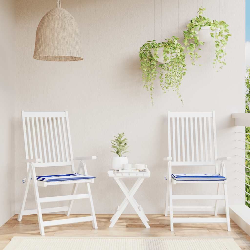 Vidaxl Cojines Silla Jardín 2 Uds Tela A Rayas Azul Y Blanco 40x40x4cm_1