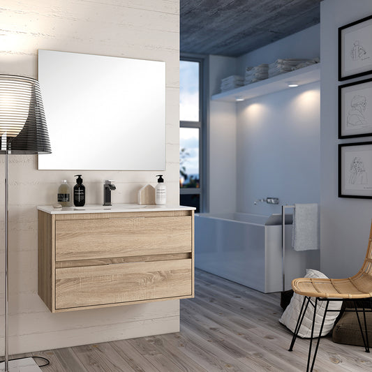 Mueble Baño Sandra - Natural - 2 Cajones - 80 Cm_0
