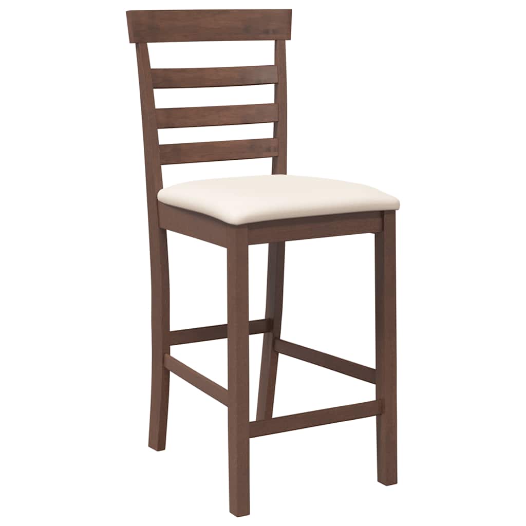 Taburetes De Bar Con Cojines 2 Uds Madera Maciza Marrón Caucho_2
