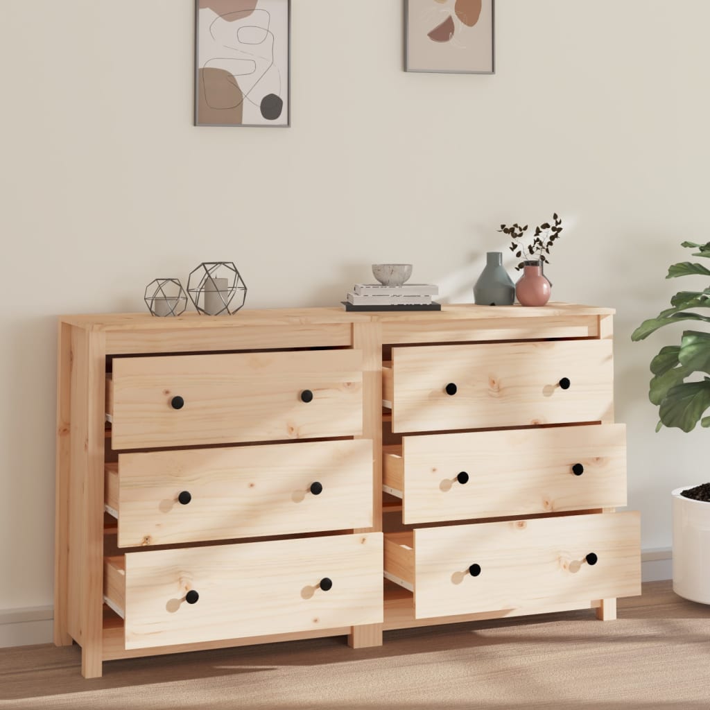Aparador De Madera Maciza De Pino 140x35x80 Cm_2