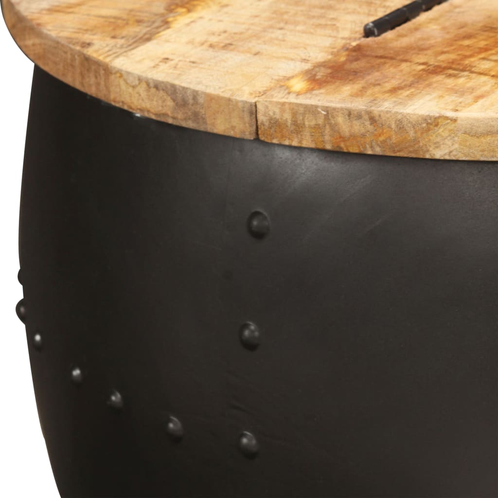 Mesa De Centro Redonda De Madera Maciza De Mango 53x43 Cm_2