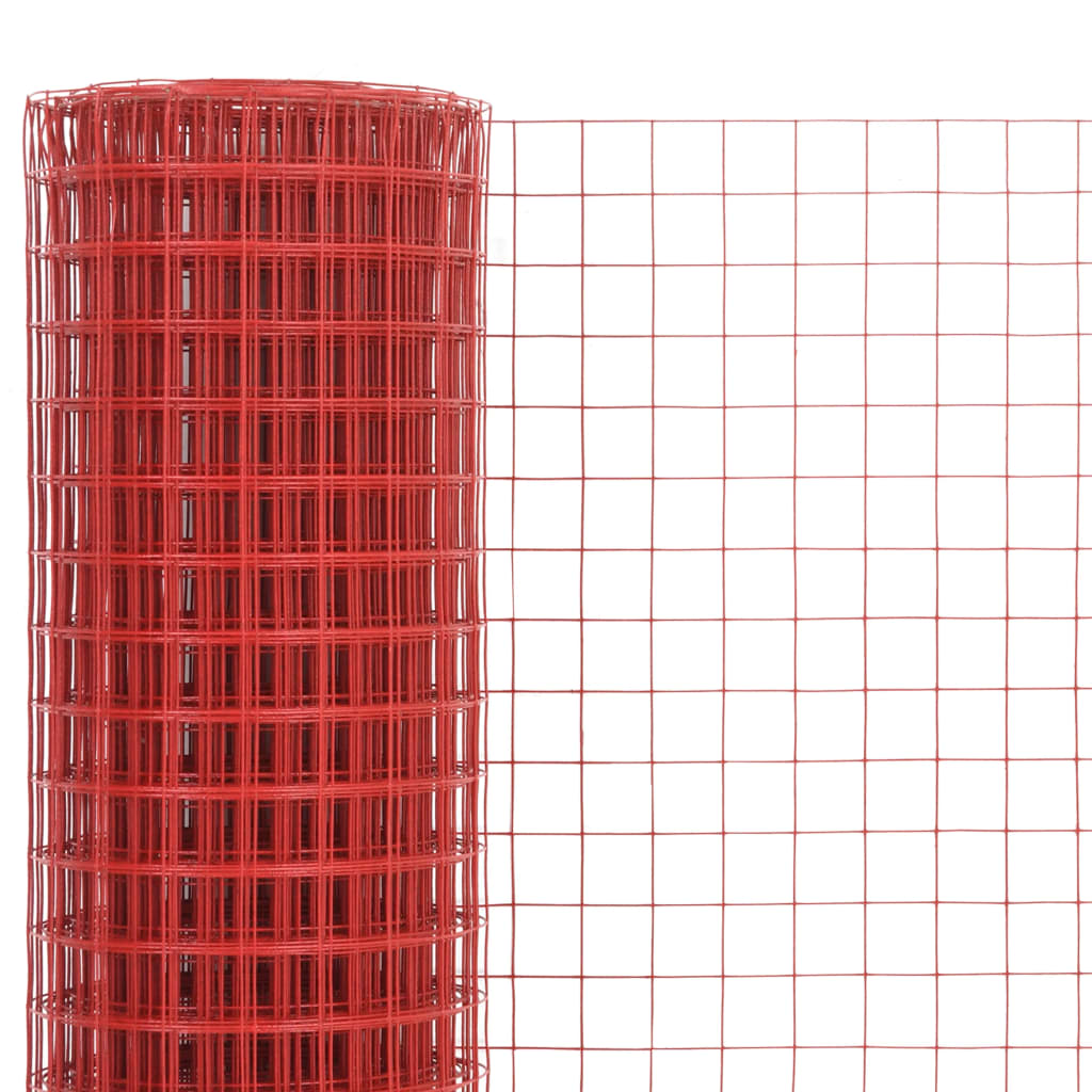 Alambrada De Gallinero Acero Revestimiento Pvc Rojo 25x1,5 M / Vetonek_2