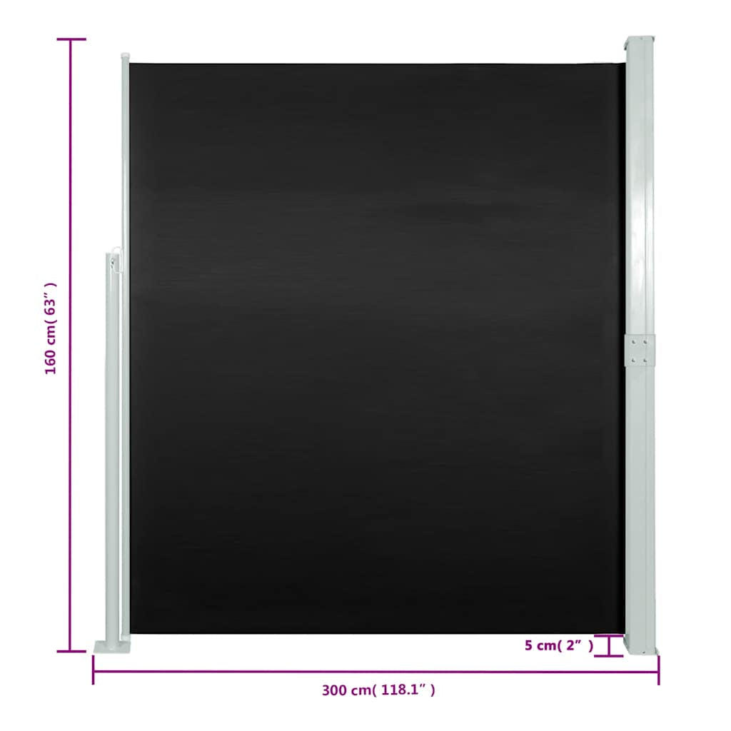 Vidaxl Toldo Lateral De Jardín O Terraza 160x300 Cm Negro_2