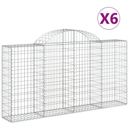 Cestas De Gaviones 6 Uds Forma De Arco Hierro 200x30x100/120 Cm_0