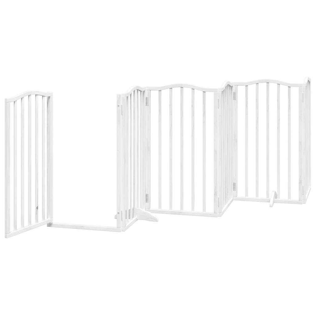 Vidaxl Puerta Para Perros Plegable 3 Paneles Madera Álamo Blanca 300cm_3