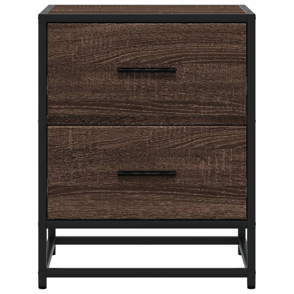 Mesita De Noche Madera De Ingeniería Marrón Roble 40x31x50 Cm_3
