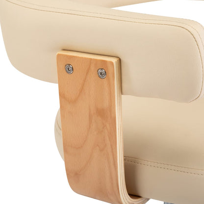 Taburetes De Cocina 2 Uds Cuero Sintético Madera Curvada Crema_5
