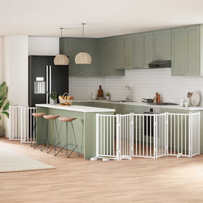 Vidaxl Puerta De Perros Plegable 12 Paneles Madera Álamo Blanca 600 Cm_1