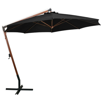 Vidaxl Sombrilla Jardín Colgante Con Palo Madera Abeto Negro 3,5x2,9 M_1