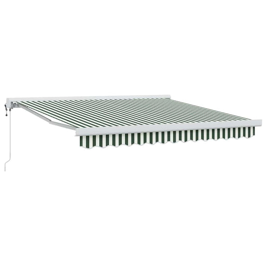 Toldo Retráctil Verde Y Blanco 300 X 250 X 165 Cm Tela Y Metal_0