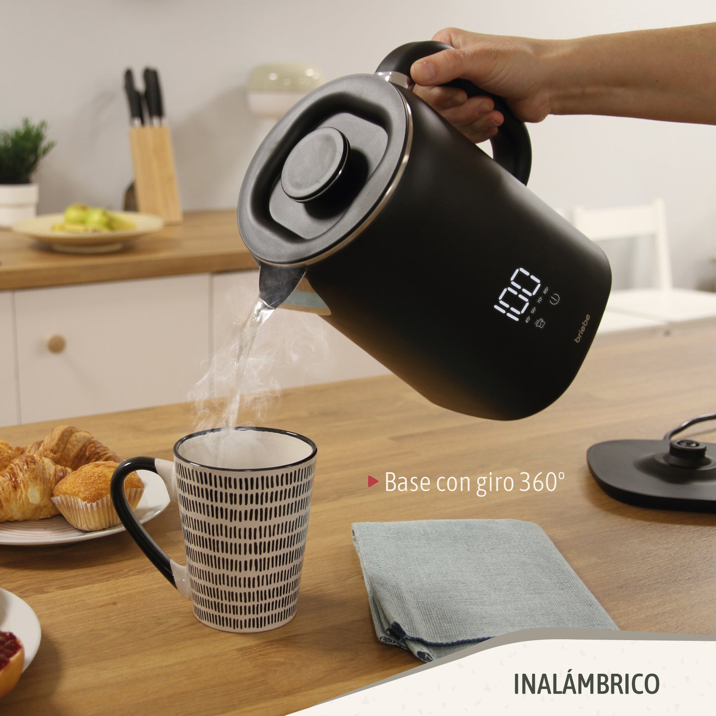 Briebe I-black Hervidor Agua Eléctrico 1,7lregulador De Temperatura Digital 45°c A 100°c, Libre Bpa,base 360°,kt1175blk_3
