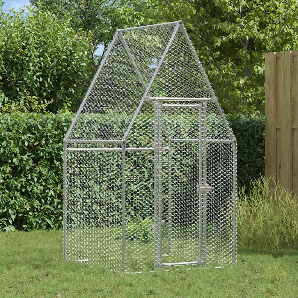 Vidaxl Jaula Para Gallinas Acero Galvanizado Plateado 100x100x190 Cm_1