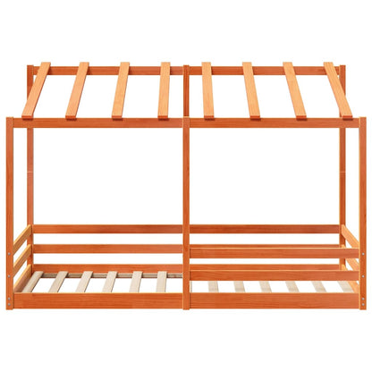 Cama Infantil Con Techo Madera Maciza Pino Marrón 90x200 Cm_3