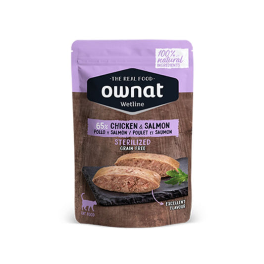 Ownat Wetline Pollo y Salmón Grain Free gatos esterilizados 85 g