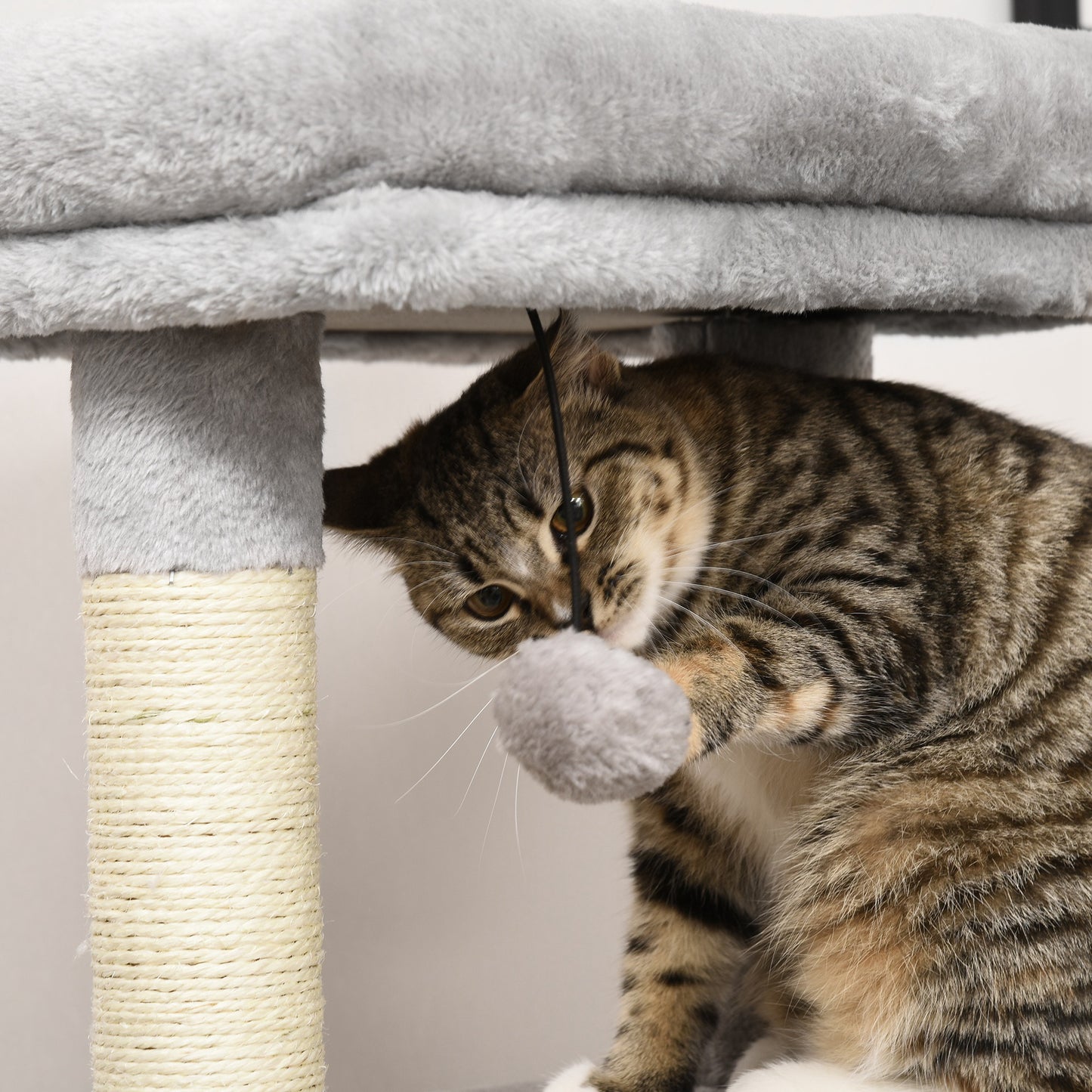 Pawhut Árbol Rascador Para Gatos Medianos Altura 85 Cm 48x48x85 Cm Gris_3