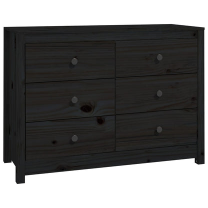 Armario Auxiliar Madera Maciza De Pino Negro 100x40x72 Cm / Vetonek_5