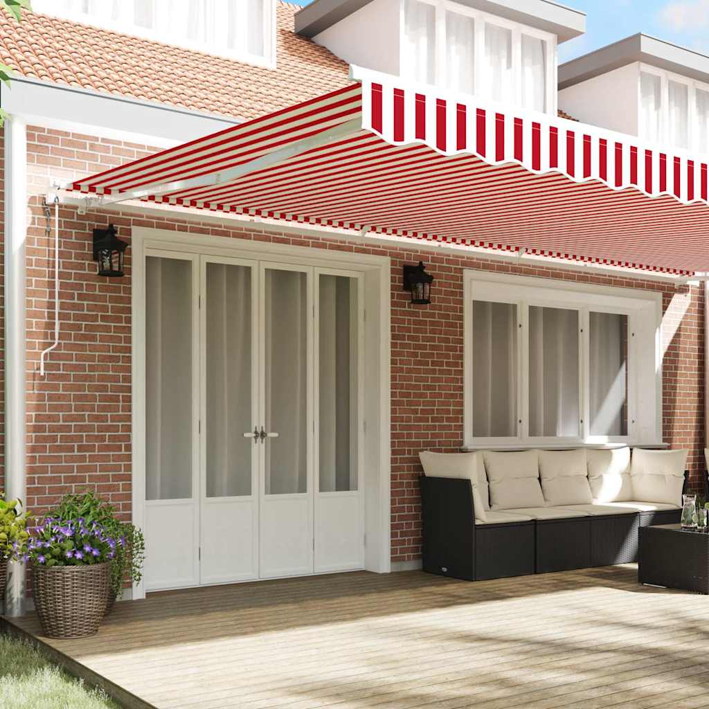 Toldo Retráctil Rojo Y Blanco 600 X 350 Cm Tela Y Aluminio_2