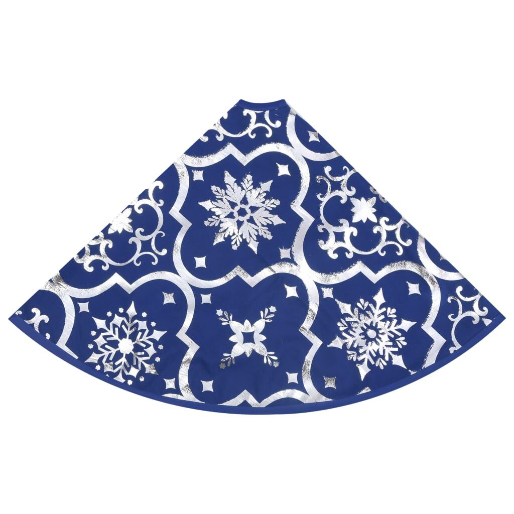 Vidaxl Falda Del Árbol De Navidad De Lujo Con Calcetín Tela Azul 122cm_4