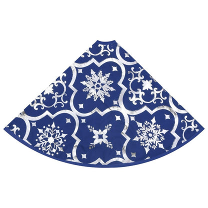 Vidaxl Falda Del Árbol De Navidad De Lujo Con Calcetín Tela Azul 122cm_4