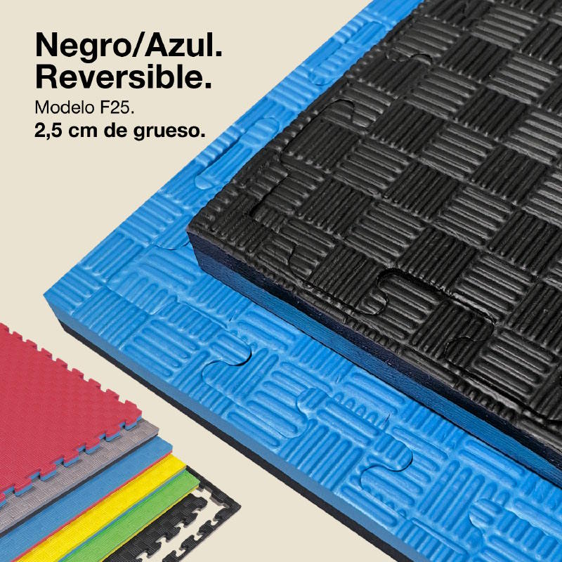 Jowy Tatami Puzzle 2,5cm 100x100cm – Superficie 5 Líneas Negro/azul_0