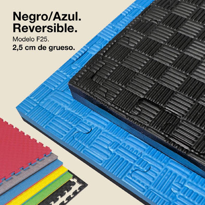 Jowy Tatami Puzzle 2,5cm 100x100cm – Superficie 5 Líneas Negro/azul_0