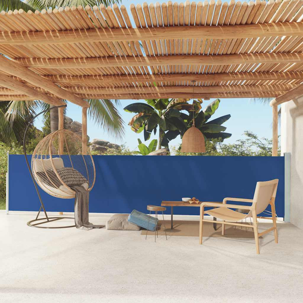 Vidaxl Toldo Lateral Retráctil De Jardín Azul 117x600 Cm_1