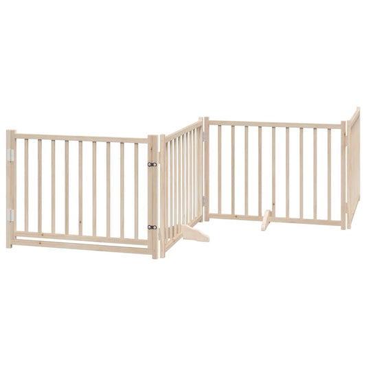 Vidaxl Puerta Para Perros Plegable 4 Paneles Madera De Abeto 320 Cm_0