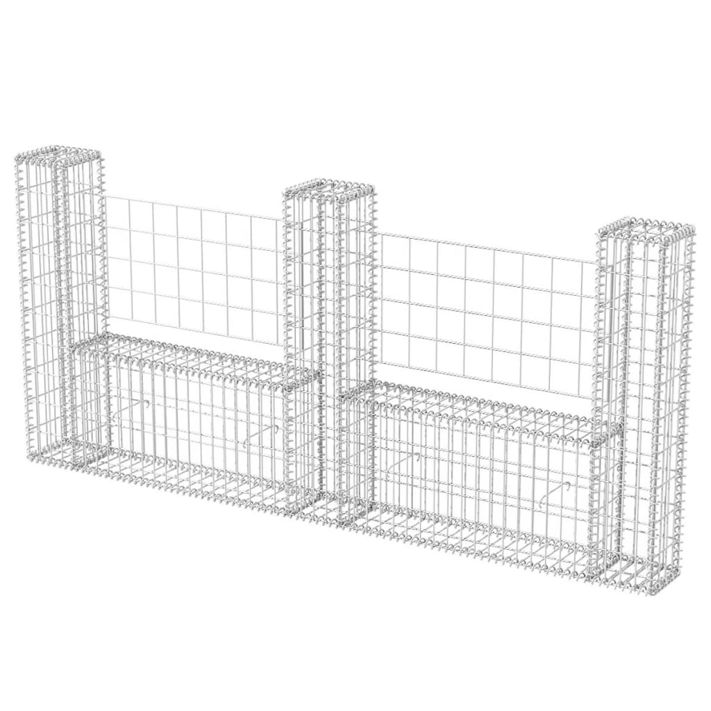 Cesta En Forma De U Muro De Gaviones Galvanizado 240x20x100 Cm / Vetonek_4
