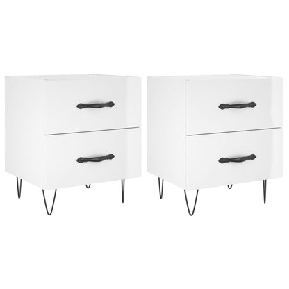 Mesita Noche 2 Uds Madera Ingeniería Blanco Brillo 40x35x47,5cm_0