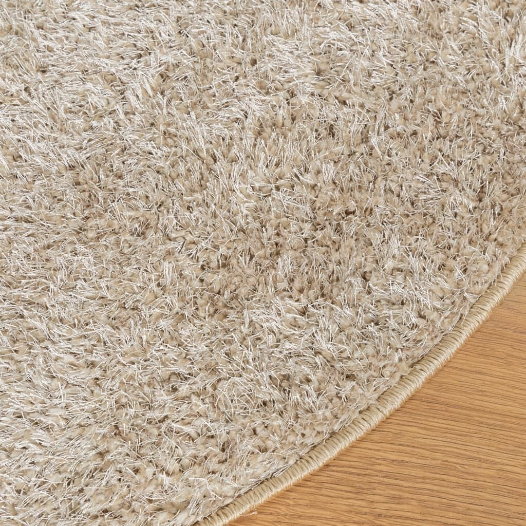 Vidaxl Alfombra Pelo Largo Aspecto Brillante Istan Beige Ø 80 Cm_3