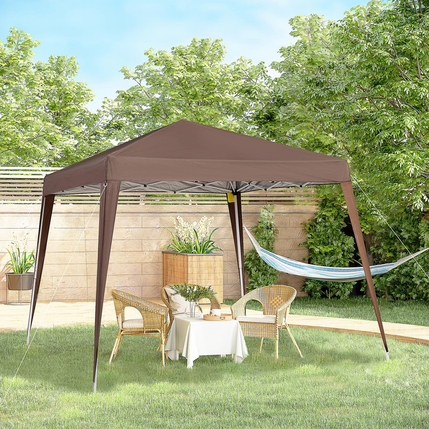 Outsunny Carpa Plegable 2,4x2,4 M De Jardín Pop Up Cenador De Acero Y Tela_4