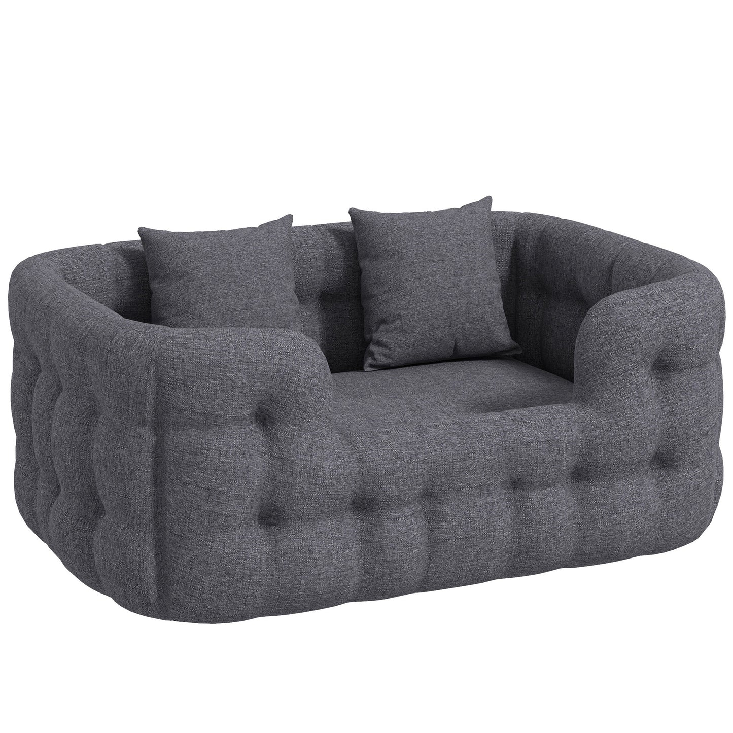 Pawhut Cama Para Perros Pequeños Con 2 Almohadas Antideslizante 70x50x30cm Gris_0